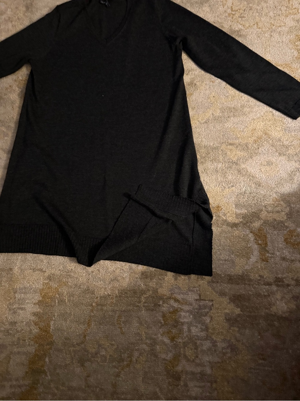 Eileen Fisher grey  V-Neck Long Sleeve asymmetrical Sweater Tunic